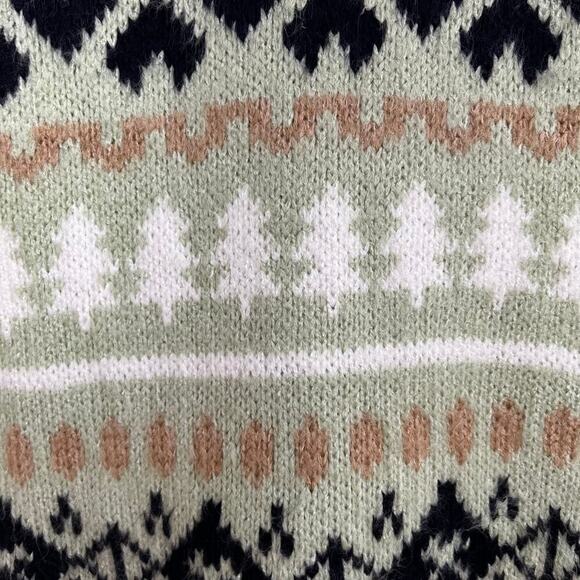 NWT Anthropologie Green Fair Isle Turtleneck Oversized Winter Holiday Sweater S - Picture 11 of 14